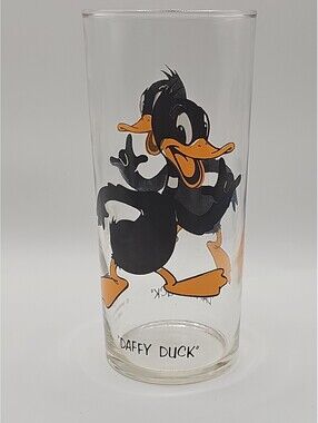 1973 LOONEY TUNES PEPSI GLASS - DAFFY DUCK White Logo